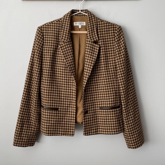 Vintage Houndstooth Wool Blazer Size 9 - Picture 1 of 9
